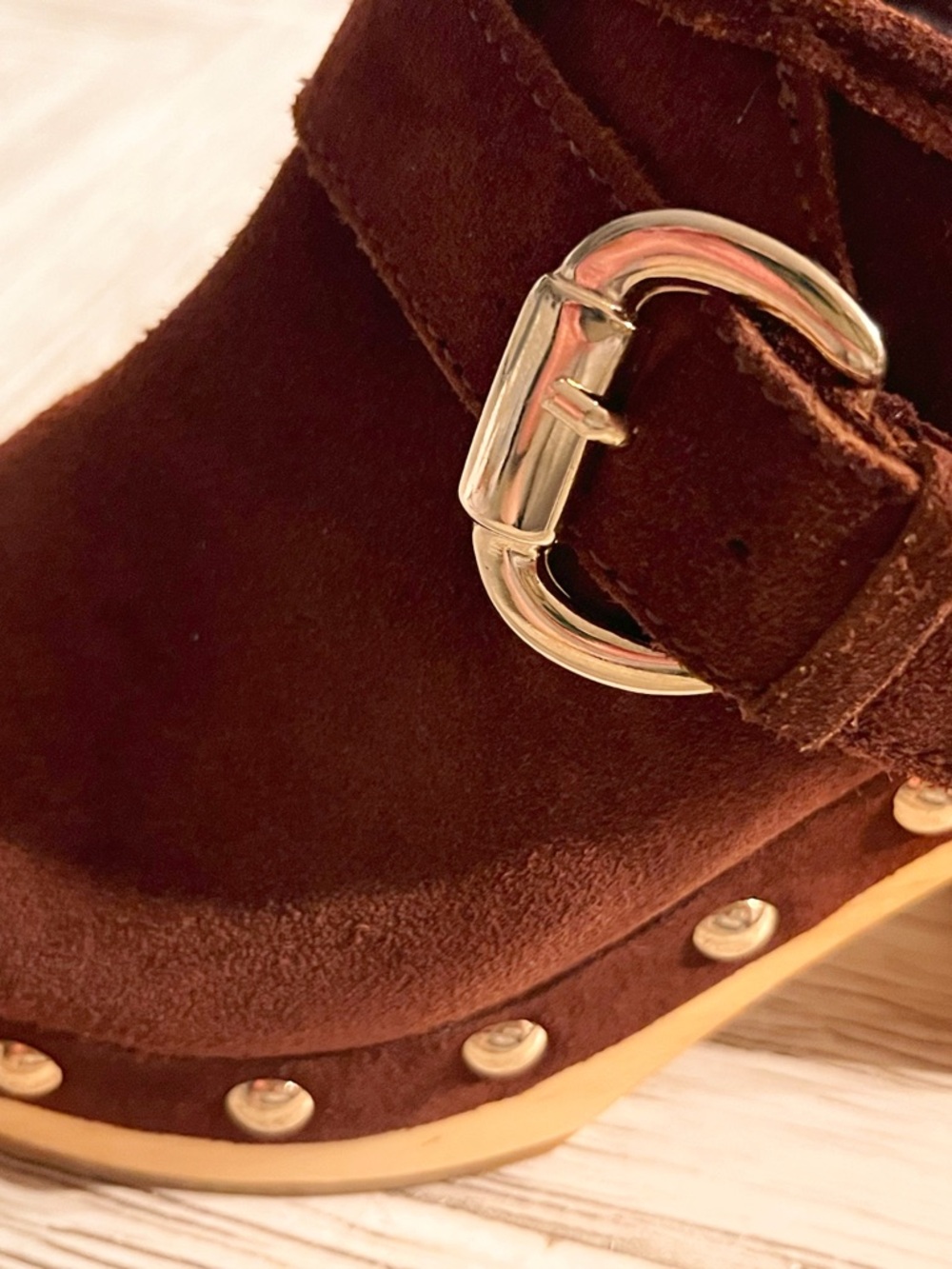 Steve Madden Hilde Suede Wooden Platform Clog Size 6.5 - Picture 12 of 13